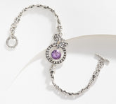 Artisan Crafted Sterling Silver  Amethyst Buttterfly Bracelet Bracelet